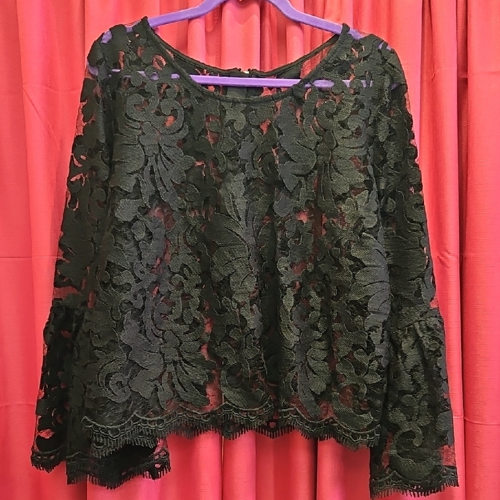Black Bell Sleeve Lace Top